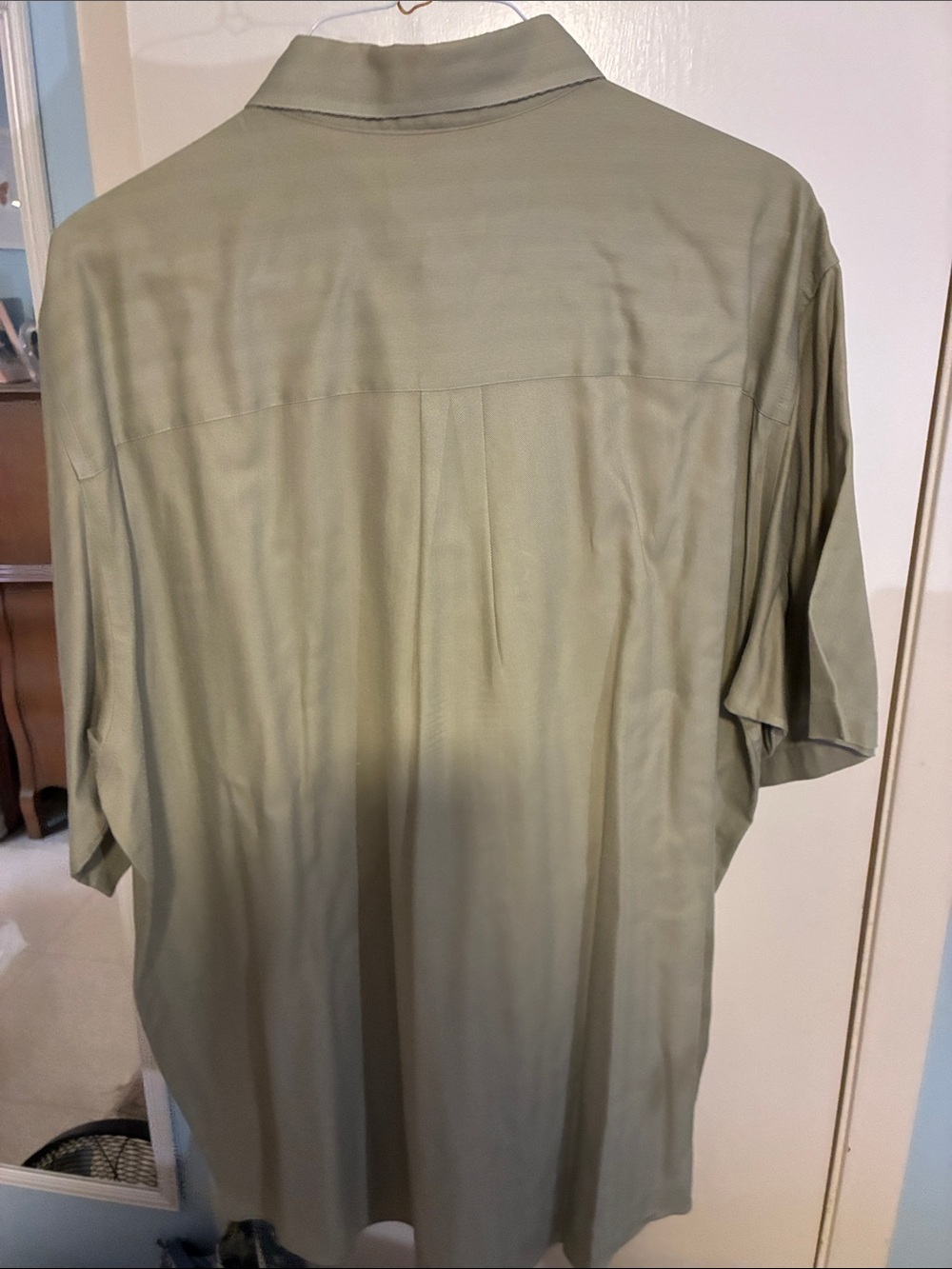 Roundtree & Yorke Big and Tall Men's Short Sleeve Button-Down Shirt - Sage Green - Picture 2 of 5